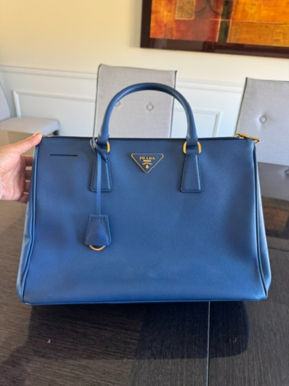 Blue Prada Medium Lux Galleria Saffiano Tote